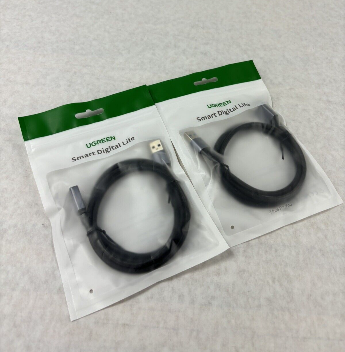 Pair of UGREEN USB A 3.0 Male to Female Extension Cable Nylon Braided