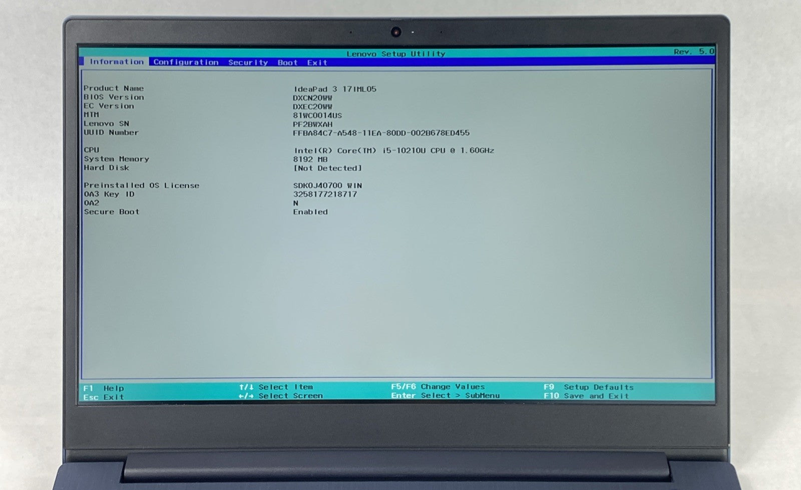 Lenovo IdeaPad 3 17IML05 Core i5-10210U 1.60 GHz 8 GB RAM 17.3" No HDD No OS