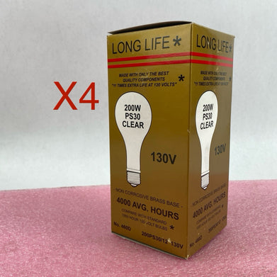 Long Life PS30 200W 130V Clear Light Bulb Lot of 4