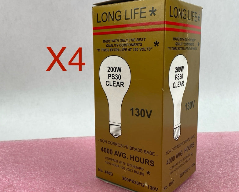Long Life PS30 200W 130V Clear Light Bulb Lot of 4