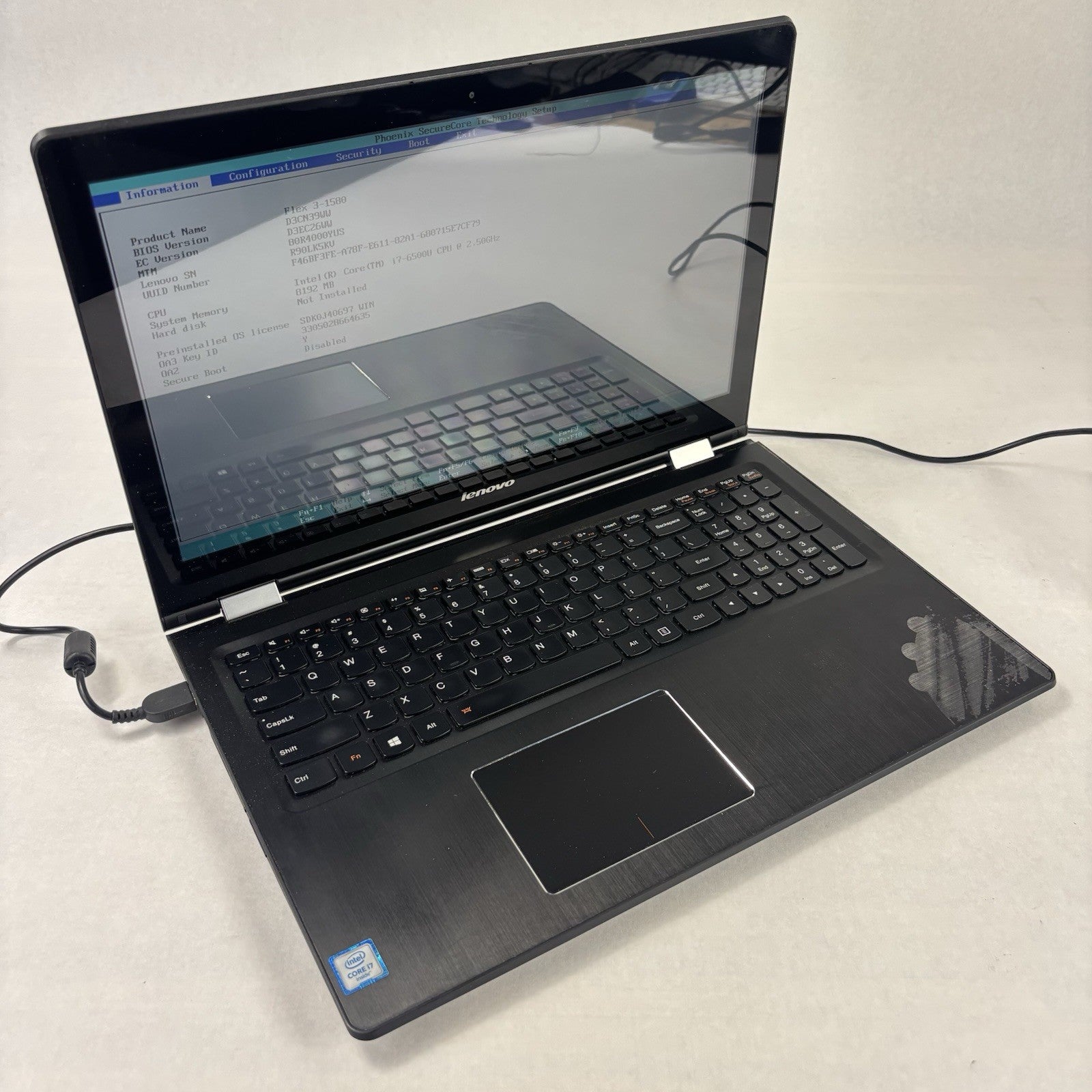 Lenovo Flex 3-1580 15.6" i7-6500U 2.5 GHz 8 GB Ram No OS No HDD No Batt No AC