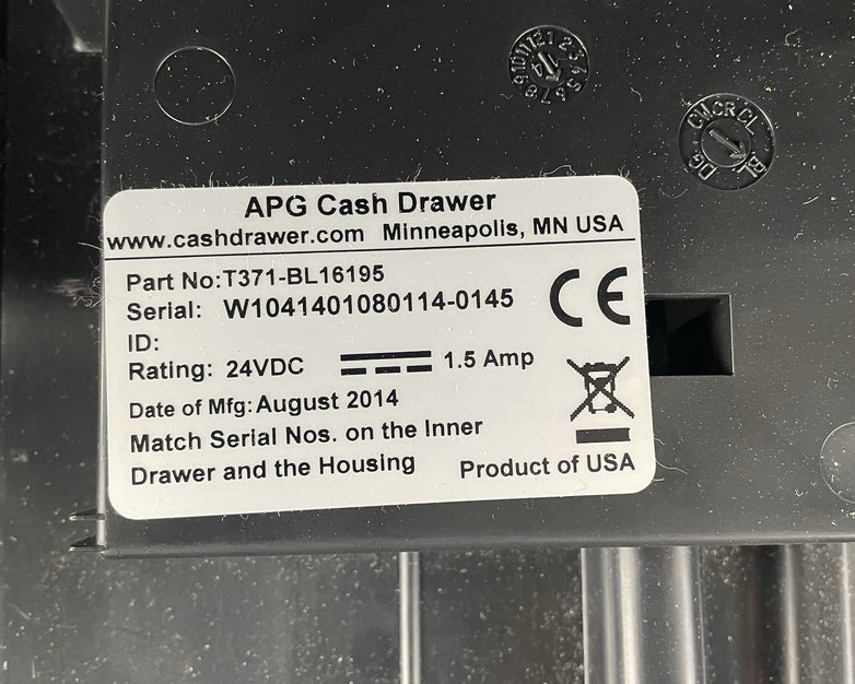 APG Series Cash Drawer 100 T320- BL1616  w/ Til & Key