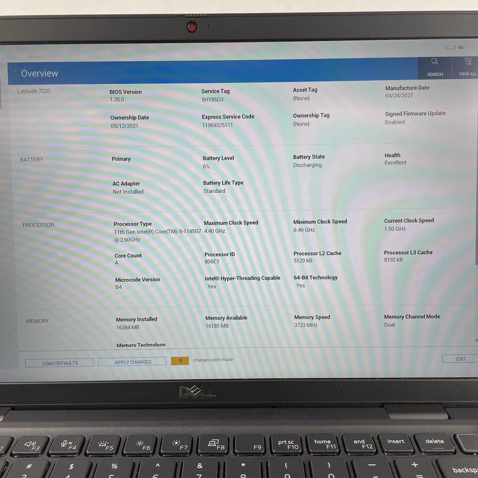 Dell Latitude 7320 13.3" i5-1145G7 2.60 GHz 16 GB RAM No SSD/OS/AC3