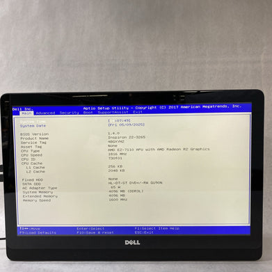 Dell Inspiron 22-3265 21.5" Touch  AIO AMD E2-7110 1.80GHz 4GB RAM No HDD OS