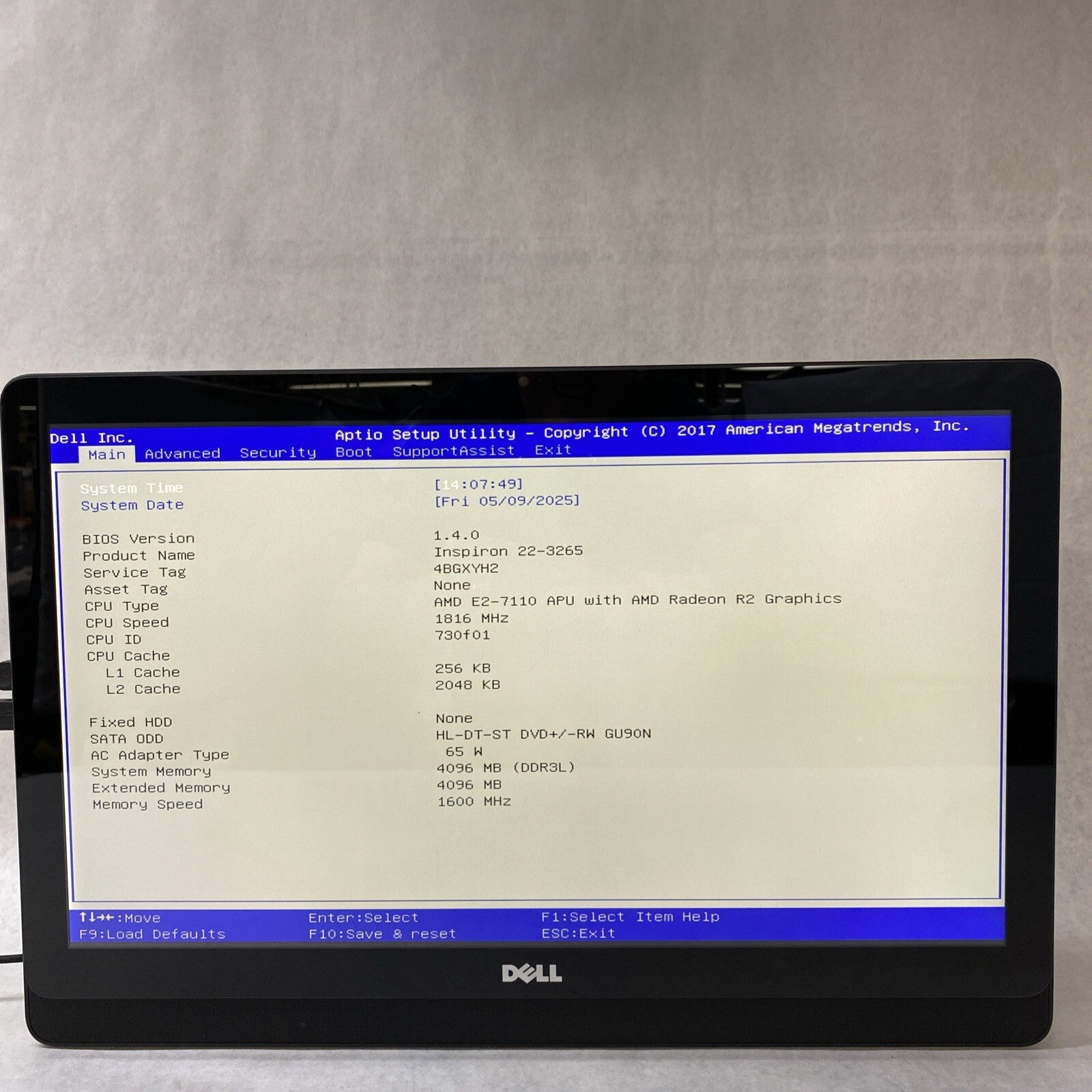 Dell Inspiron 22-3265 21.5" Touch  AIO AMD E2-7110 1.80GHz 4GB RAM No HDD OS