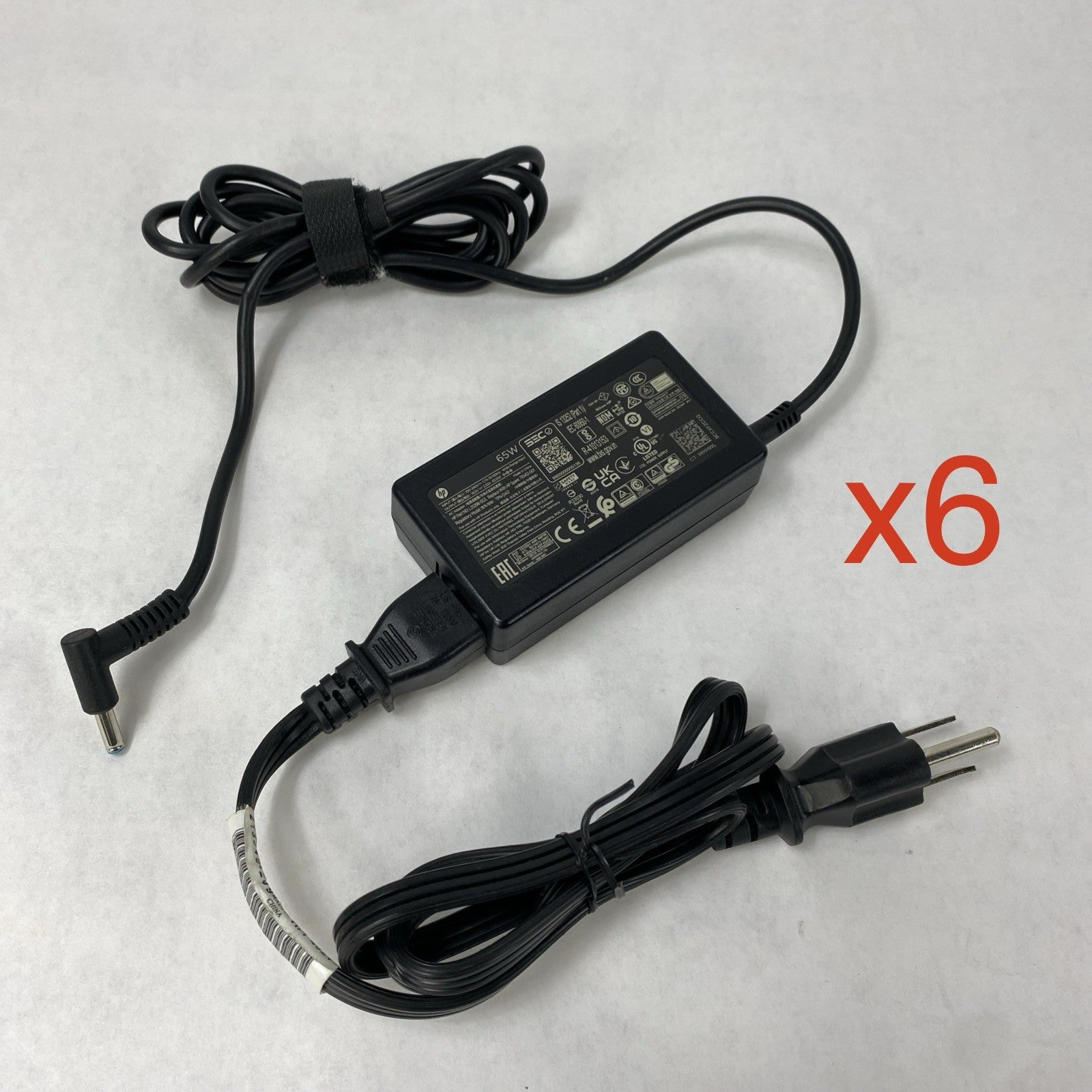 HP TPN-DA17 65W 19.5V 3.33A Blue Tip Barrel Laptop AC Adapter (Lot of 6)0