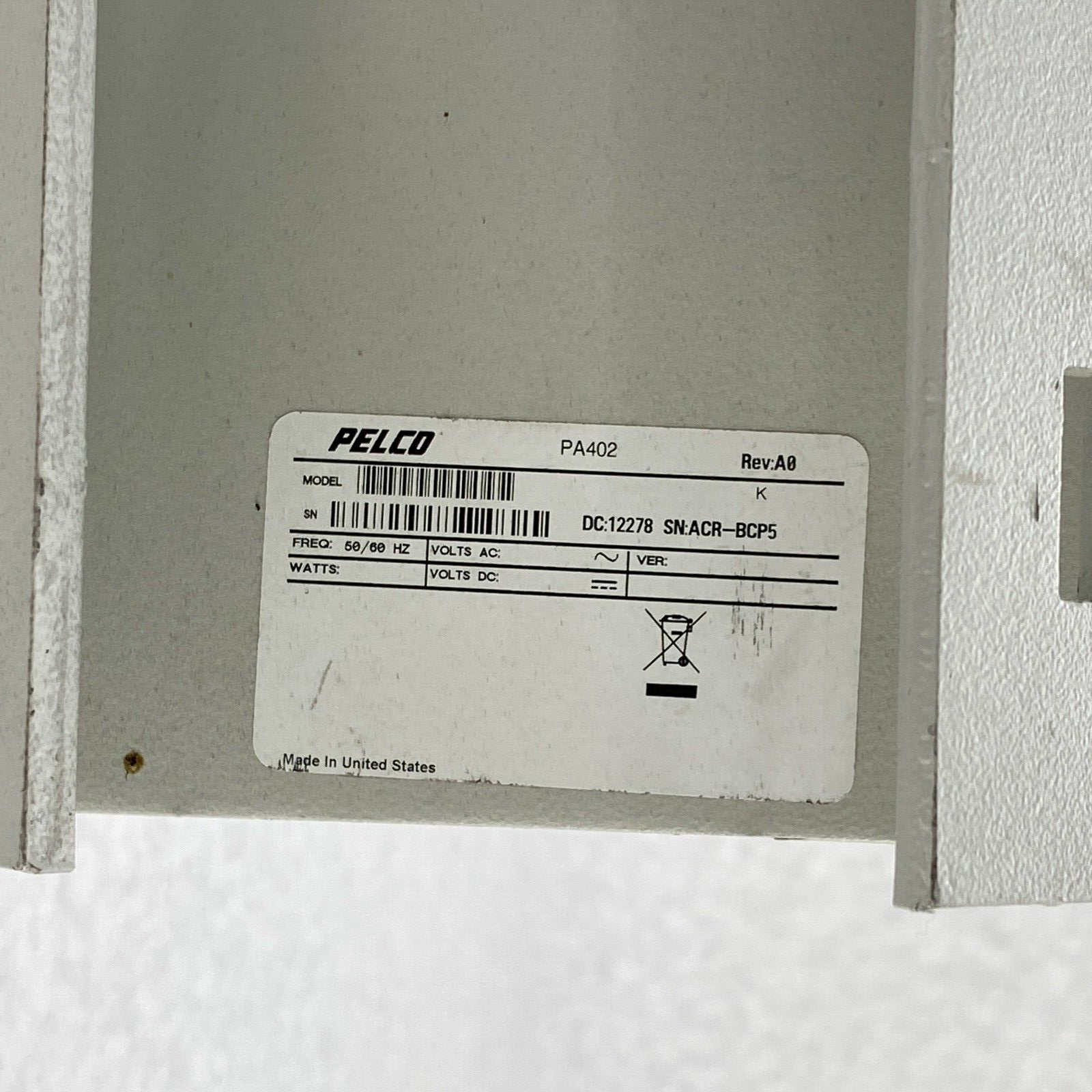 Pelco BB4-PG-E Outdoor Pendant Fixed Mount No Dome w/ PA402 Mount & Components