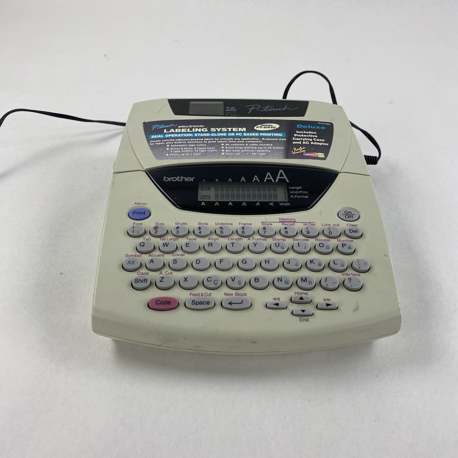 Brother P-Touch Model PT-2410 Labeling System w/ AC Adapter Power Tested