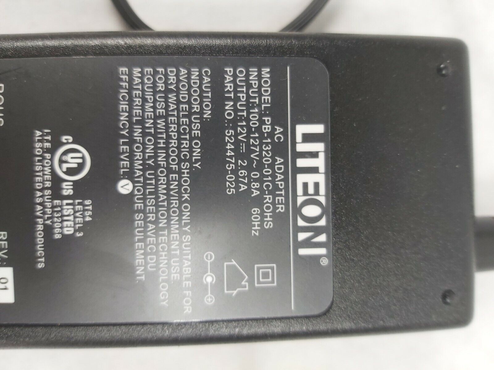 LITEON Model PB-1320-01C-ROHS 12V AC Adaptor