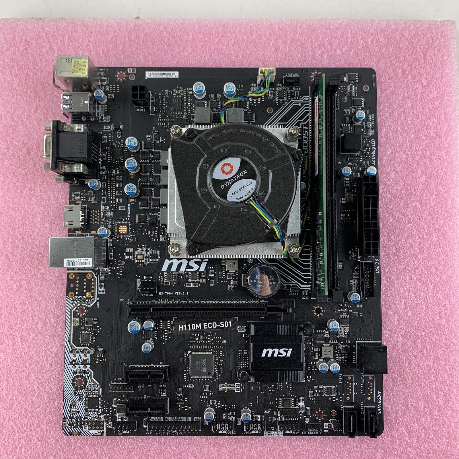 MSI H110M ECO-S01 Intel Celeron G3900 2.80GHz 8 GB Ram LGA1151 Motherboard No IO