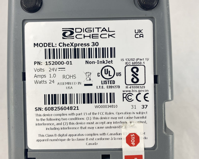 Digital Check CX30 152000-01 ChexPress 30 Tested Trouble Feeding Parts & Repair