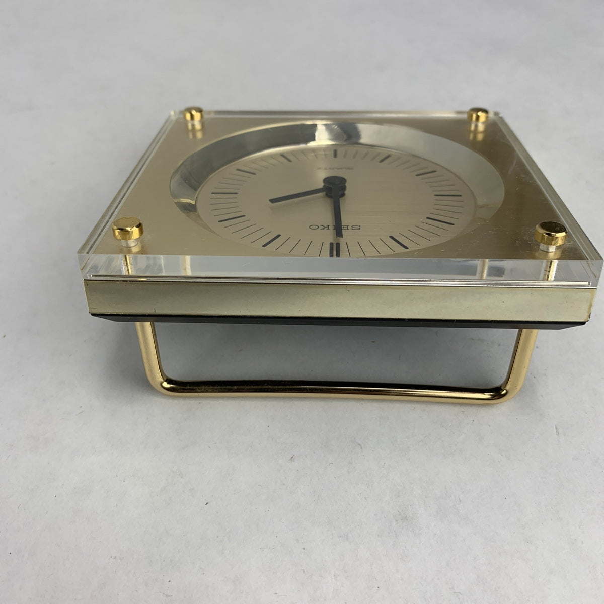 Vintage Seiko Quartz QQZ149G Gold Tone Sloped Desk Clock - No Battery2