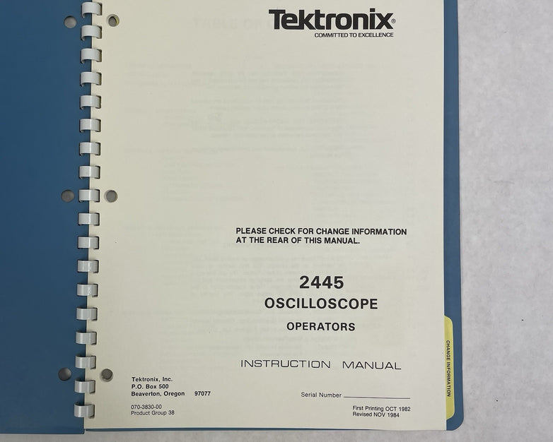 Tektronix 070-3829-00 2445 Oscilloscope Service Manual
