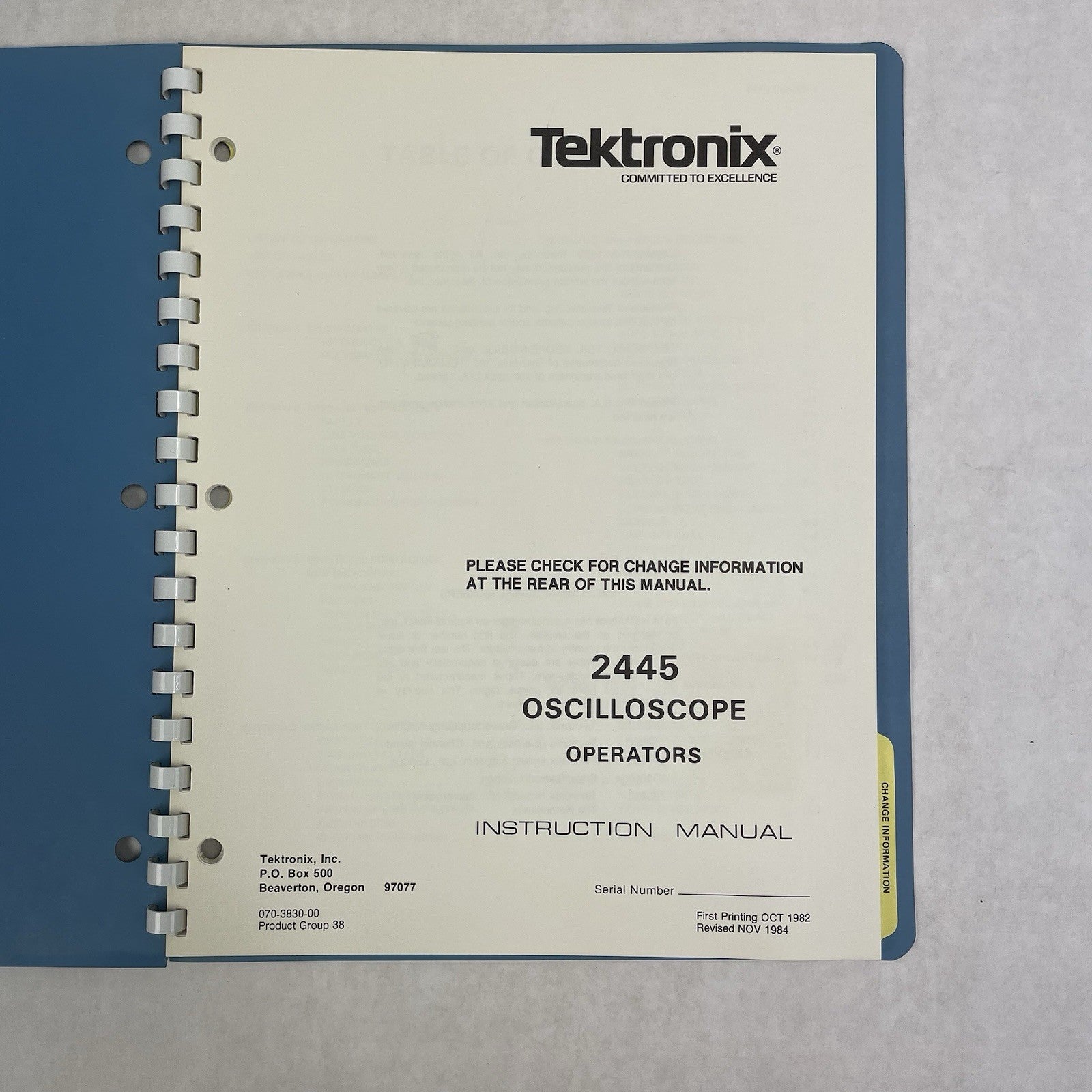 Tektronix 070-3829-00 2445 Oscilloscope Service Manual