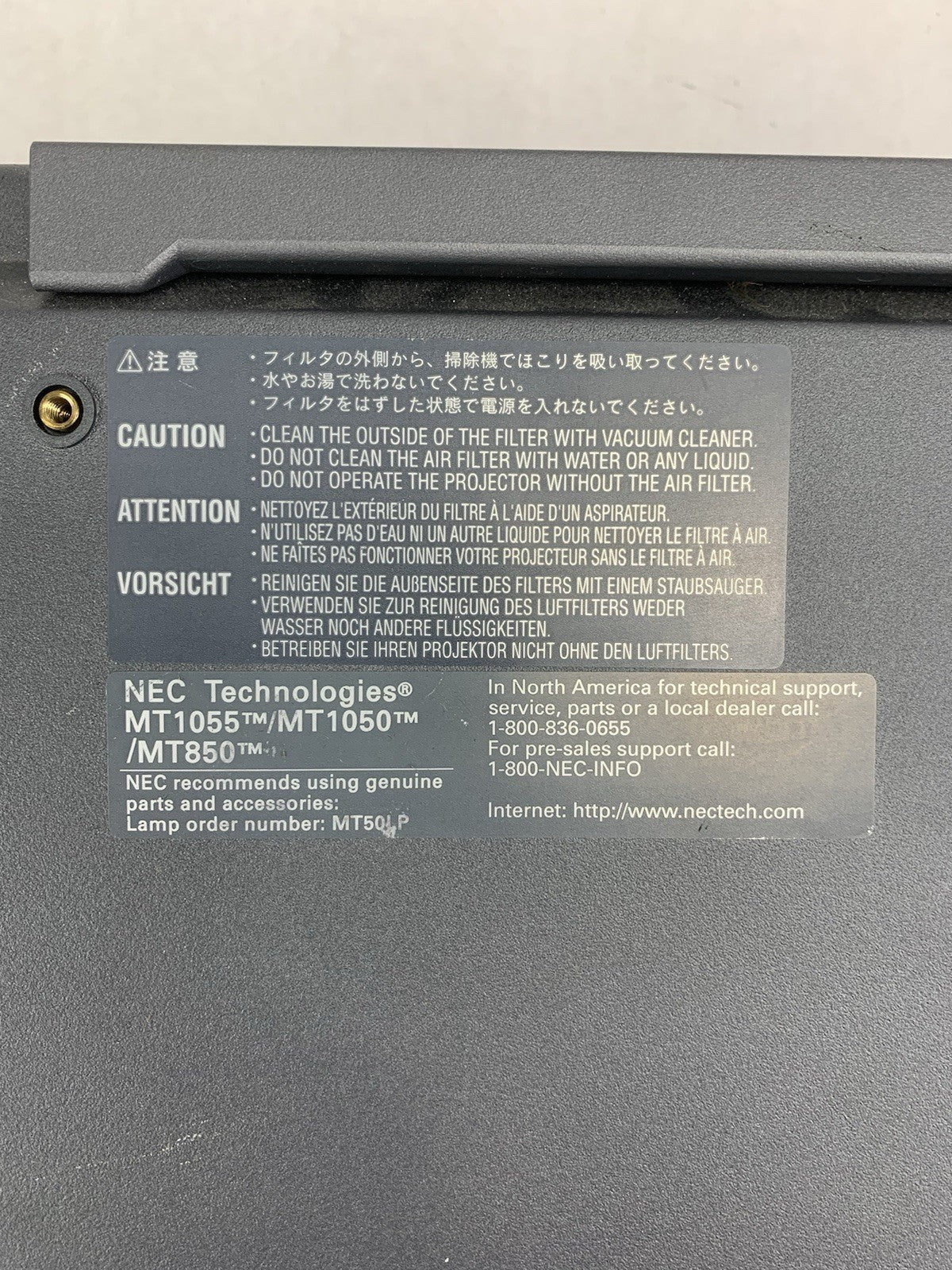 NEC Gray MT1055 Home Theater Projector - Parts or Repair