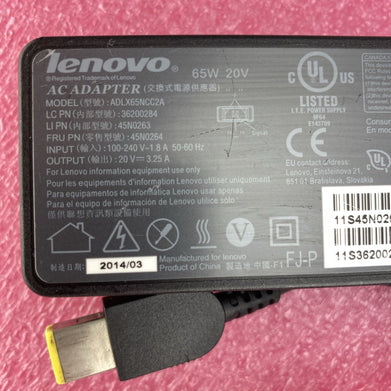 Lenovo ADLX65NCC2A ThinkPad Series 20V 3.25A 65W AC Power Adapter Slim Connector
