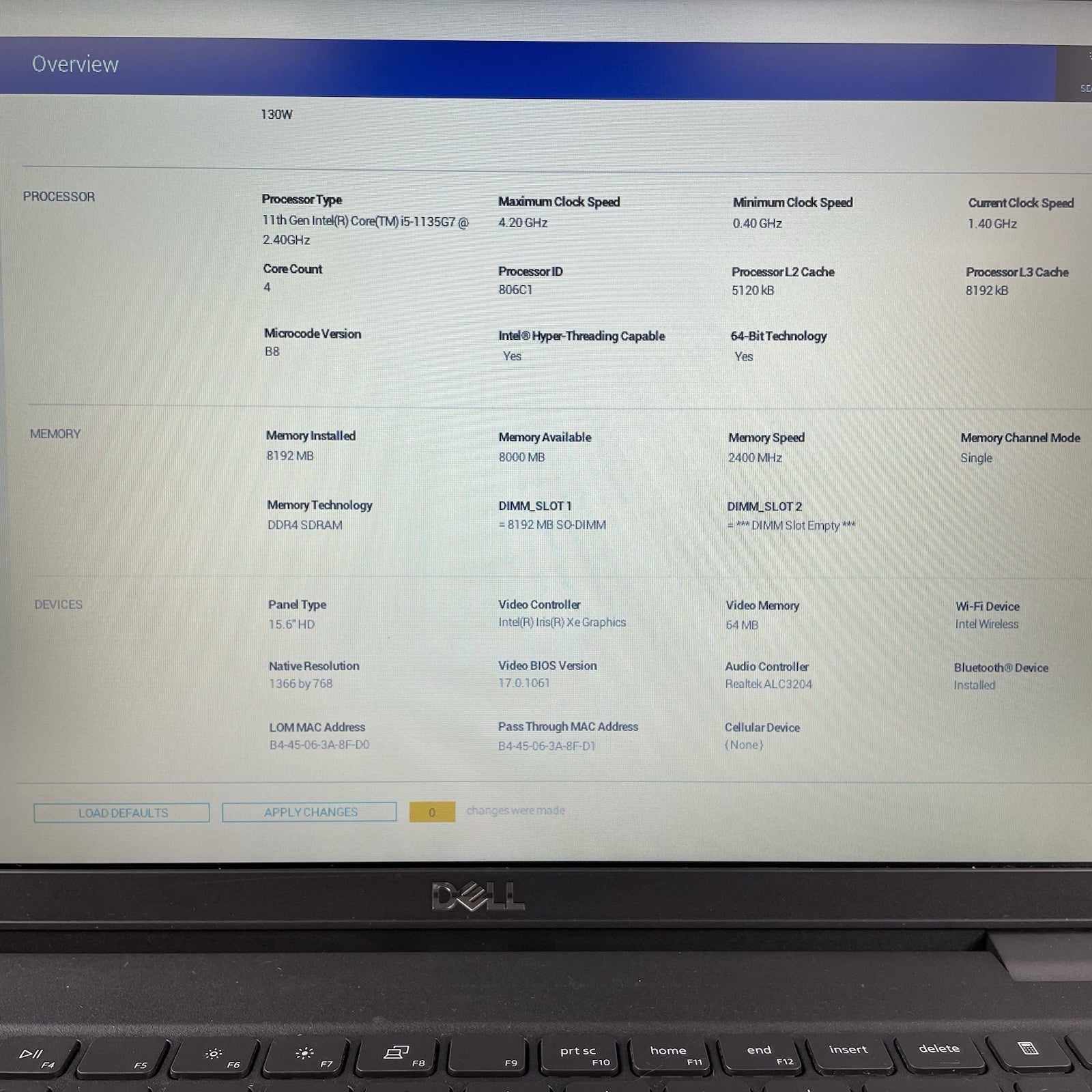 Dell Latitude 3520 15.6" i5-1135G7 2.40 GHz 8 GB RAM No SSD/OS/AC2