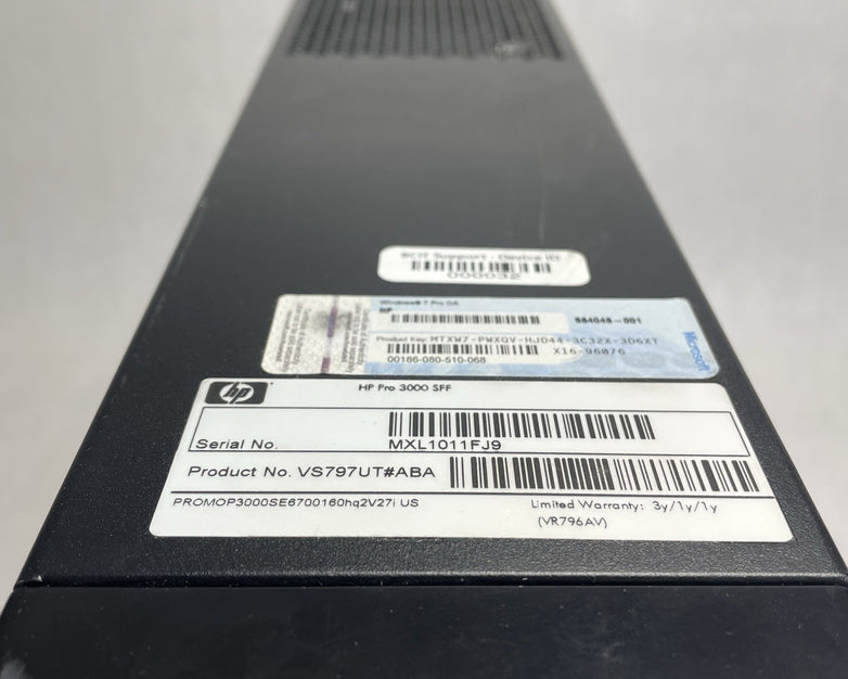 HP Pro 3000 SFF Pentium Dual-Core E6700 3.20 GHz 8 GB RAM No HDD No OS