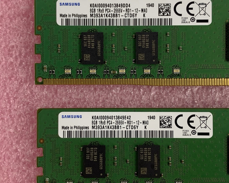 Samsung M393A1K43BB1-CTD6Y 8 GB 1x8GB DDR4-2666 Computer Memory Ram Lot of 2x