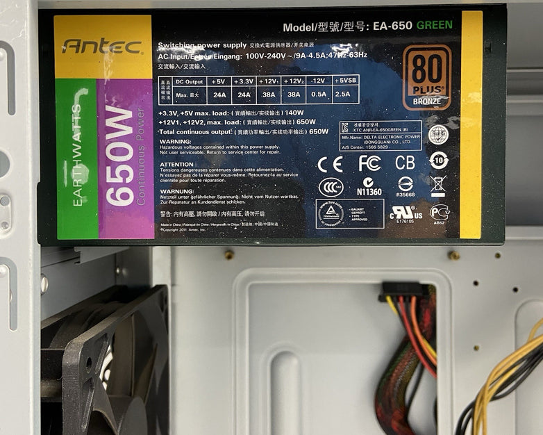 In-WinPE689.U3 Mid Tower Computer Case Antec EA-650 Green 80 Plus Bronze PSU