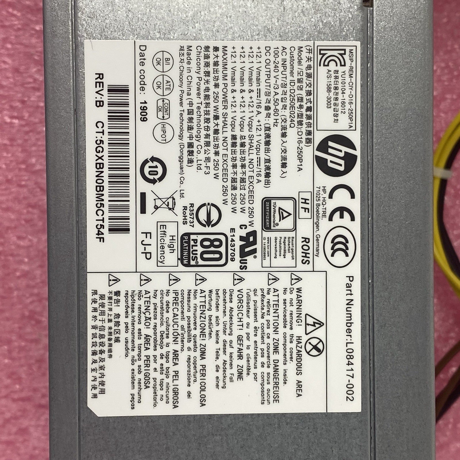 HP D16-250P1A 250W Power Supply Tested