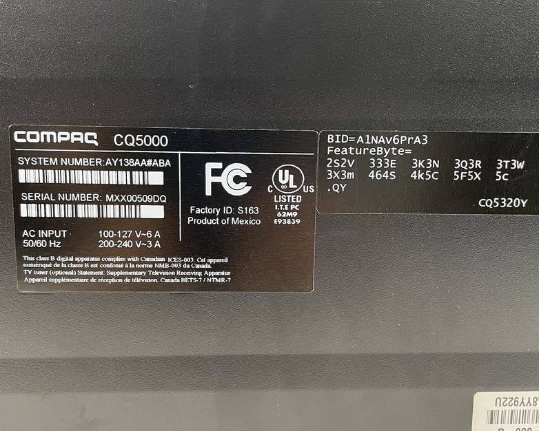Compaq Presario CQ5320Y MT AMD Athlon 2 x2 240 2.80 GHz 3 GB RAM No HDD/OS