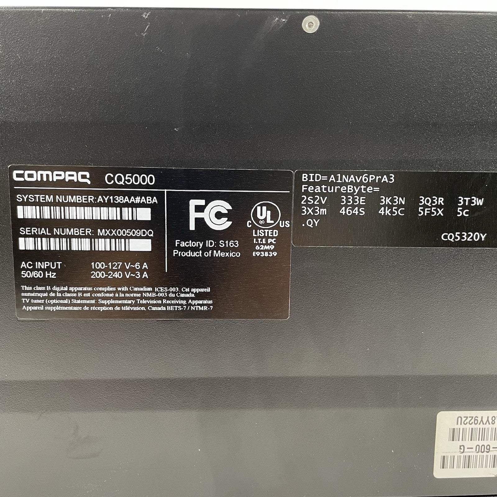Compaq Presario CQ5320Y MT AMD Athlon 2 x2 240 2.80 GHz 3 GB RAM No HDD/OS10