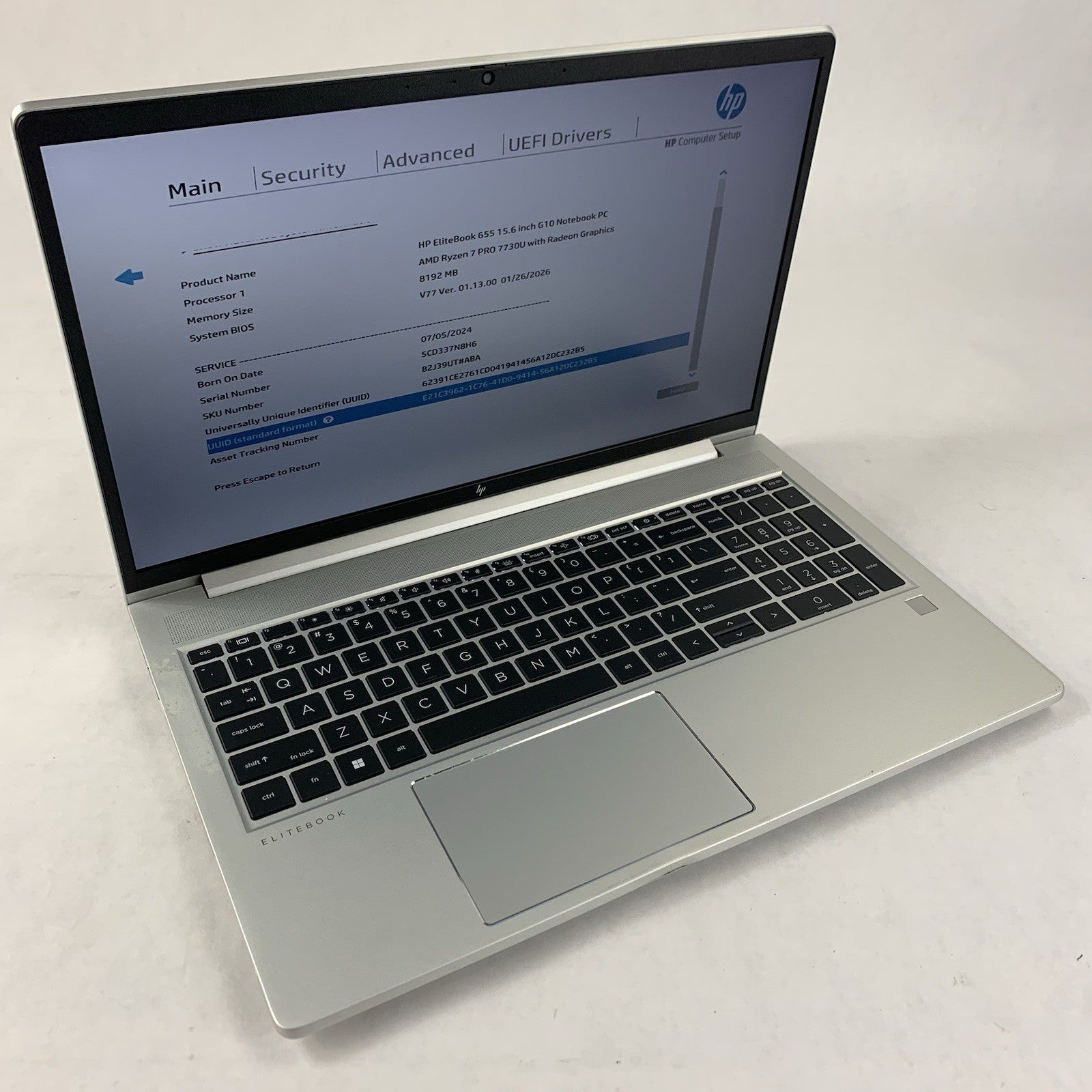HP EliteBook 655 G10 15.6" AMD Ryzen 7 Pro 7730U 2GHz 8GB RAM No SSD/OS/AC Dent0