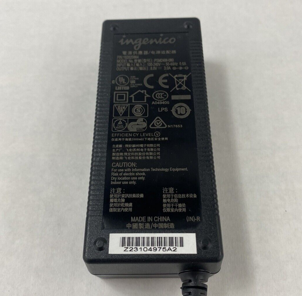 Lot of 2 Genuine OEM Ingenico PSM24W-080L6 24W 8V 3A AC Adapter