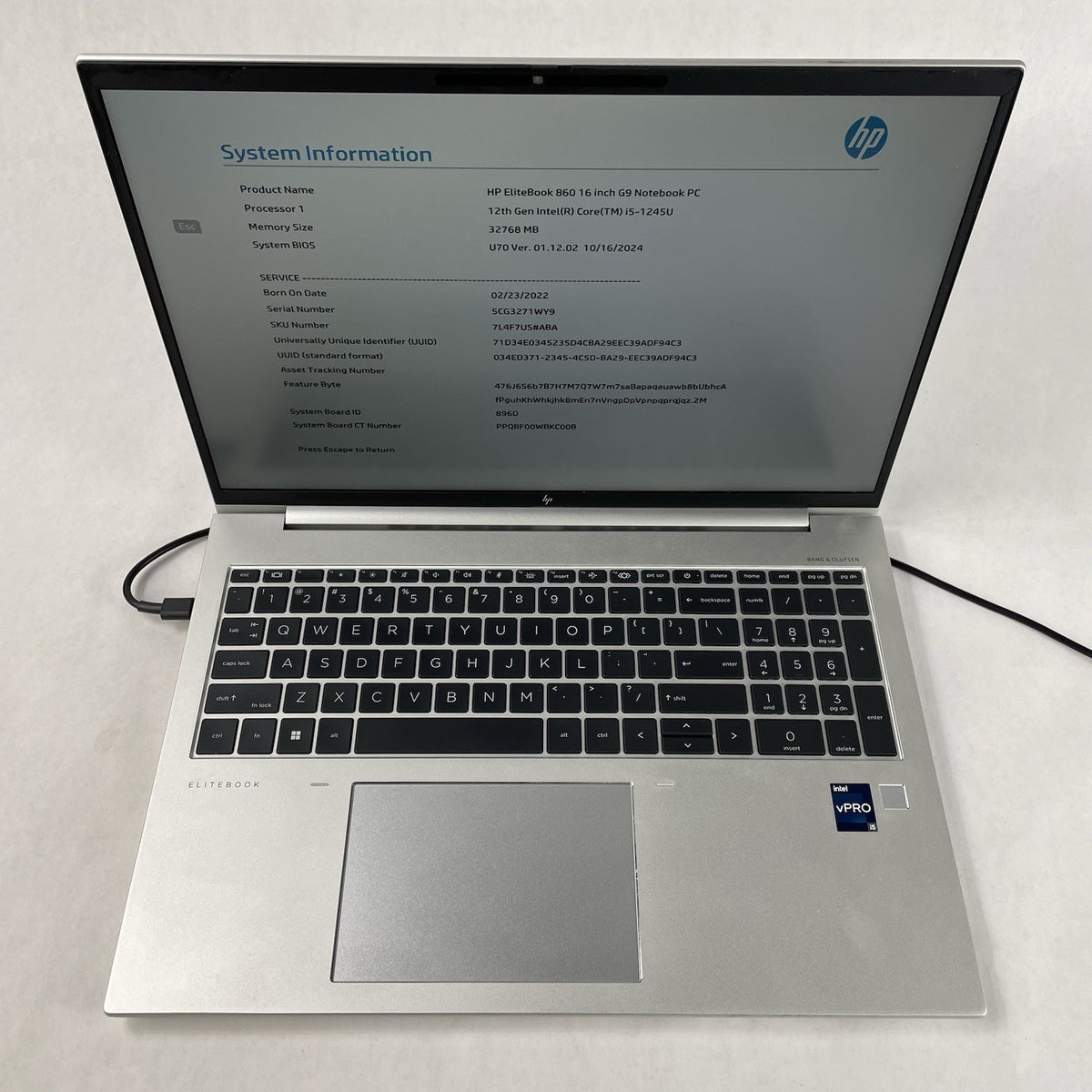 HP EliteBook 860 G9 16" i5-1245U 1.60 GHz 32 GB RAM No SSD/OS/AC2