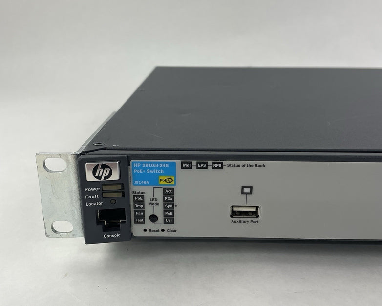HP  J9146A 2910al-24G PoE+ 24 Port Ethernet Switch Tested and Reset