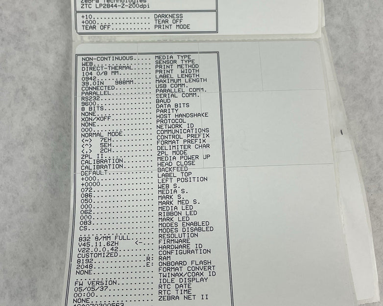 Zebra LP2844-Z Thermal Label Printer Tested Unknown Page Count No Power Cord