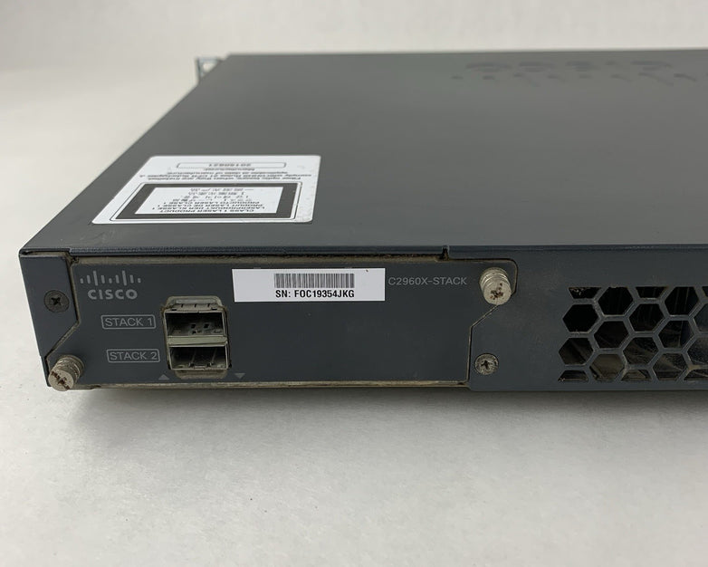 Cisco Catalyst WS-C2960X-24PD-L GigE PoE Switch w/ Stack Card Tested Reset