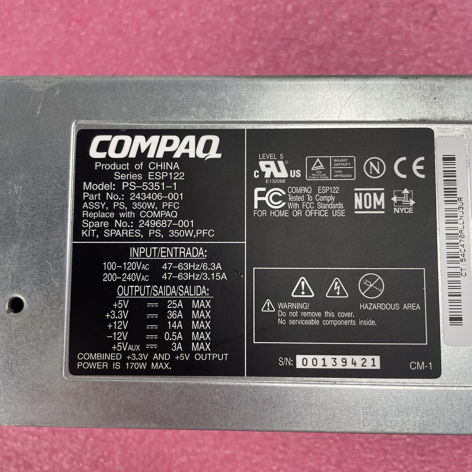 Compaq PS-5351-1 170w Power Supply