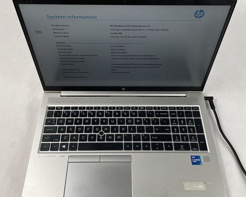 HP EliteBook 850 G8 15.6" i5-1145G7 2.60 GHz 16 GB RAM No SSD/OS/AC - READ