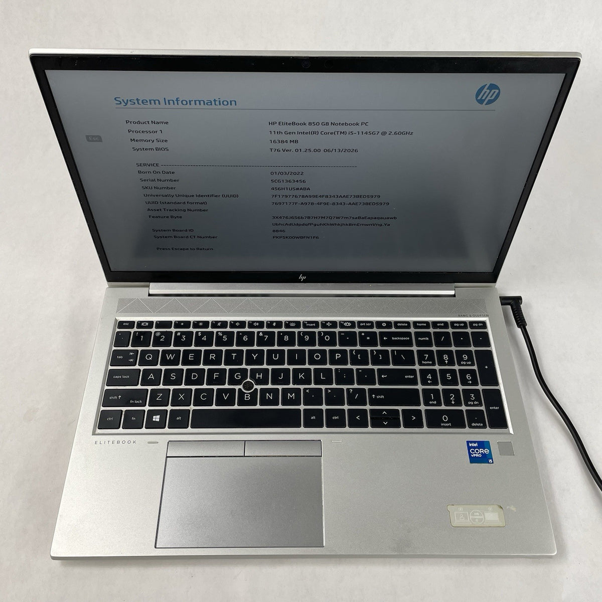 HP EliteBook 850 G8 15.6" i5-1145G7 2.60 GHz 16 GB RAM No SSD/OS/AC - READ2