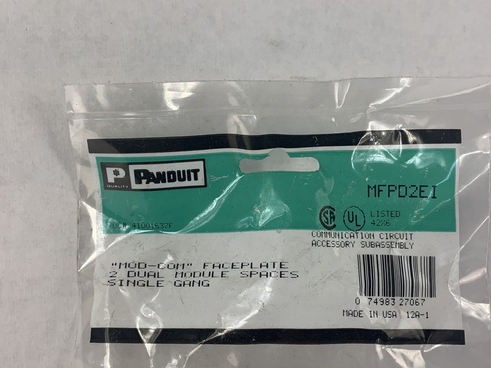 Panduit MFPD2EI MINI-COM Faceplate 1-Gang, 2-Module 2 Port Ivory