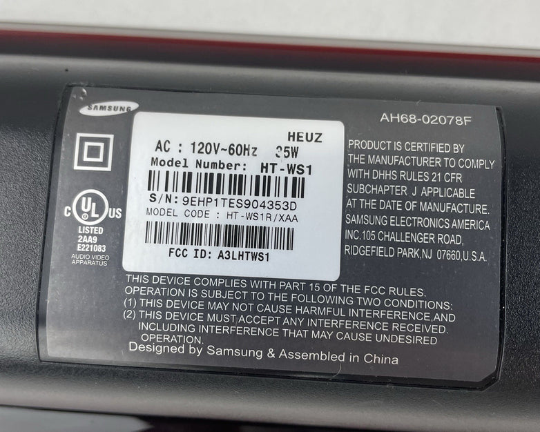 Samsung HT-WS1 Soundbar Tested Working