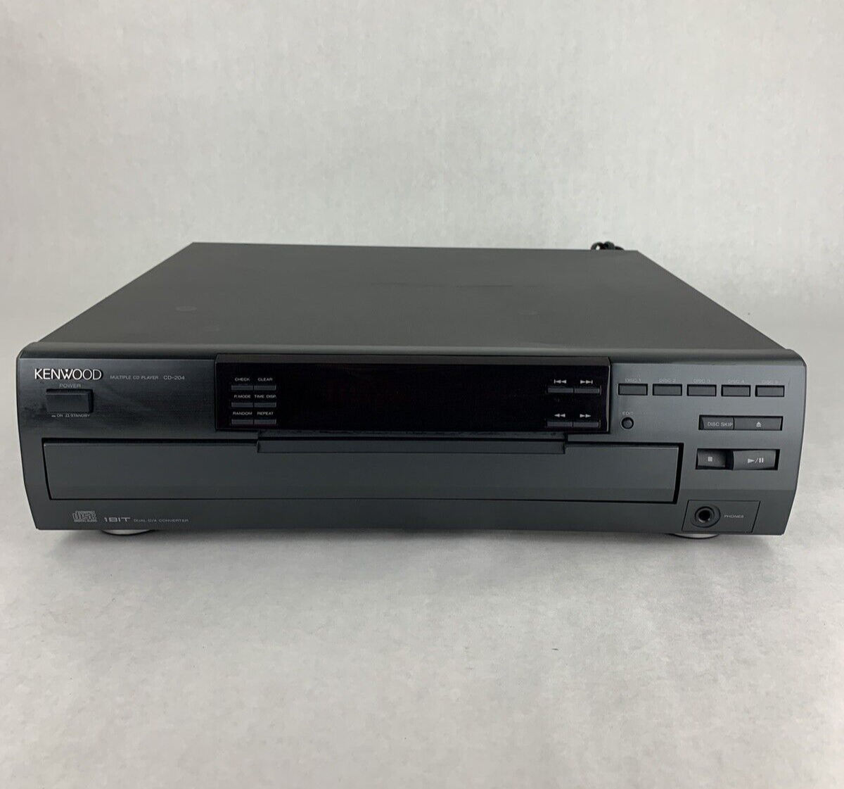 Kenwood CD-204 5-Disc CD Changer Missing Remote Broken Stop/Pause Buttons Tested