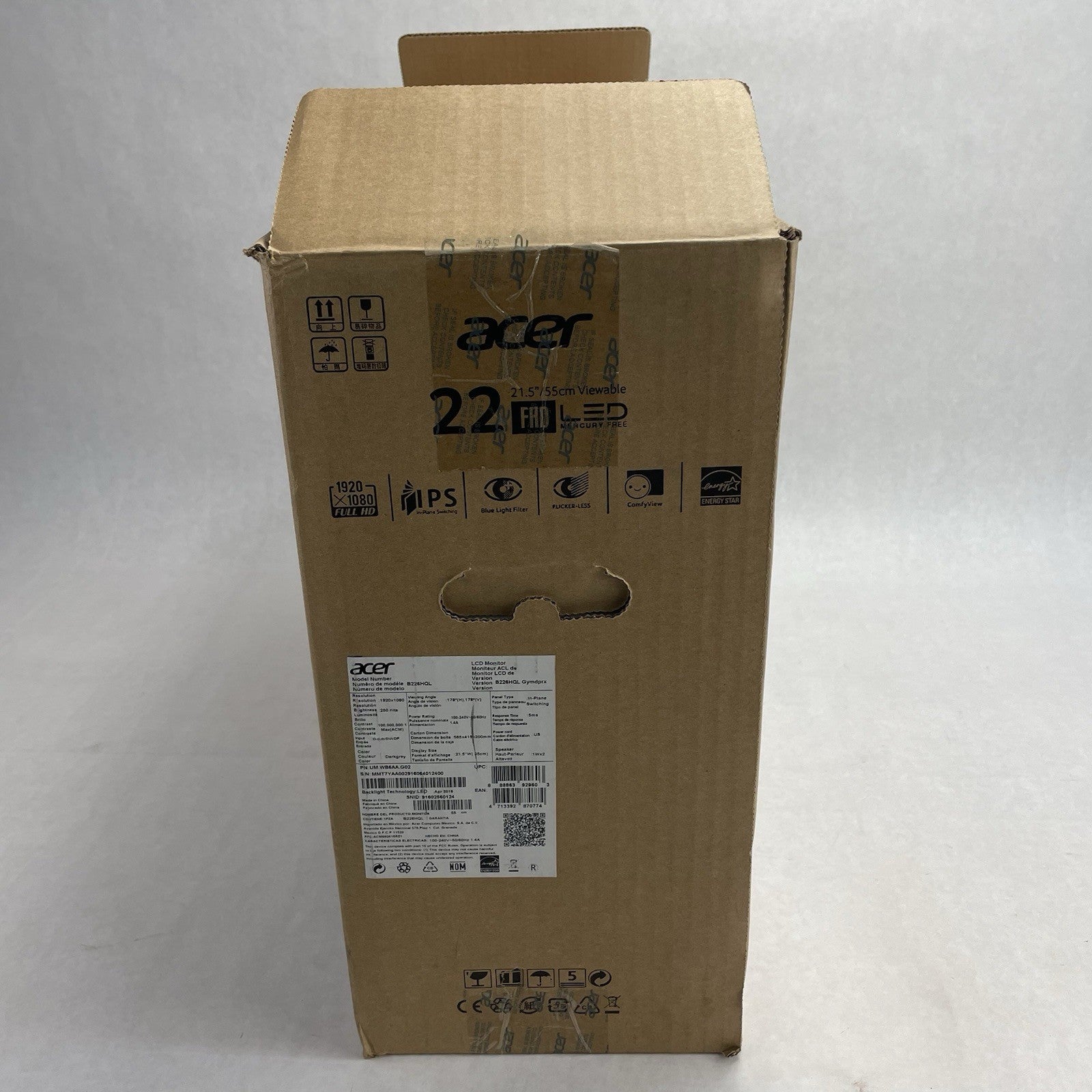 Acer B226HQL 21.5" TN LCD Widescreen Monitor w/Stand 1920 x 1080 VGA DVI5