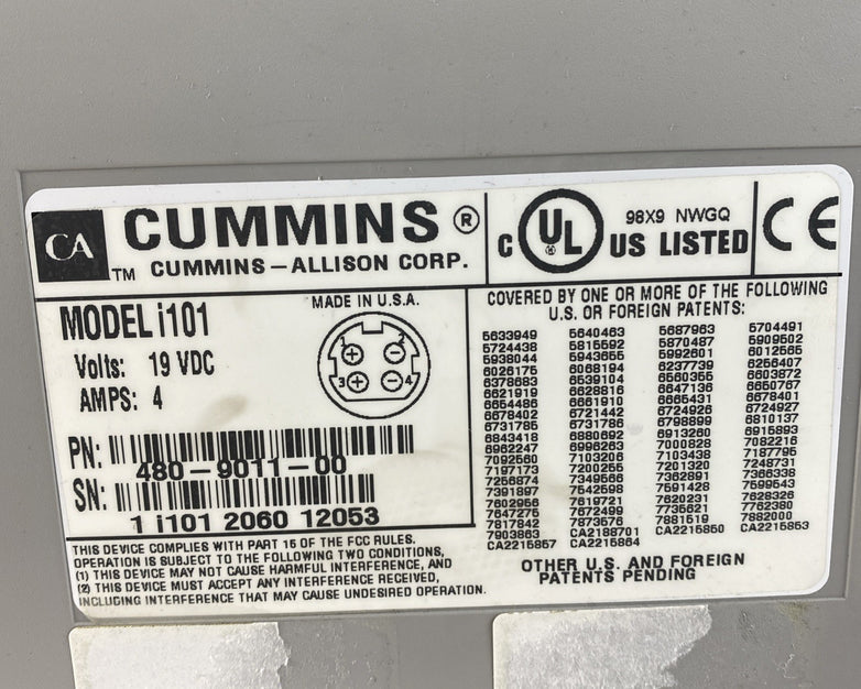 Cummins i101 JetScan IFX Money Counter Tested - No Power Supply