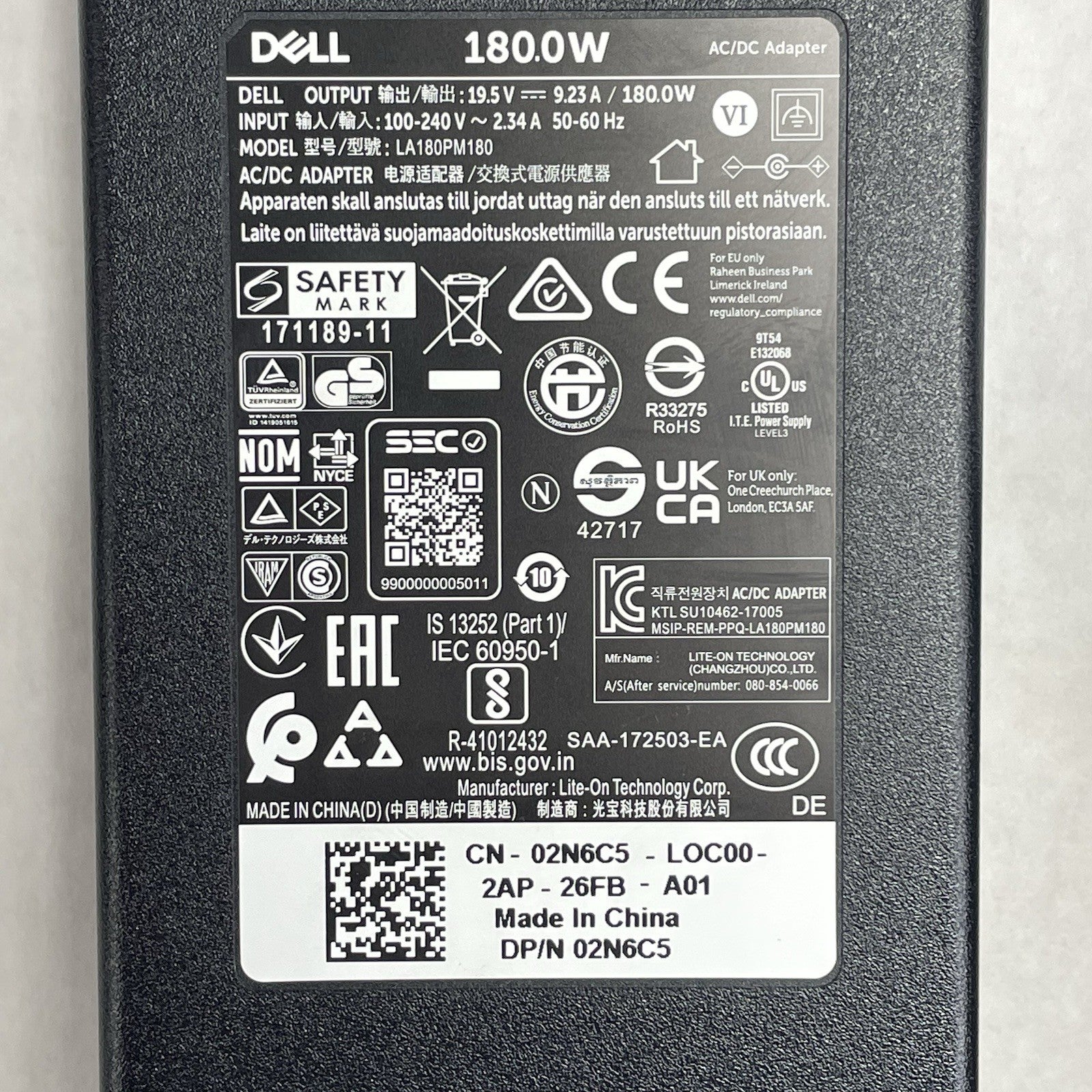 Dell LA180PM180 180W 19.5V 9.23A Laptop AC Power Adapter, 7.4mm Lot of 2