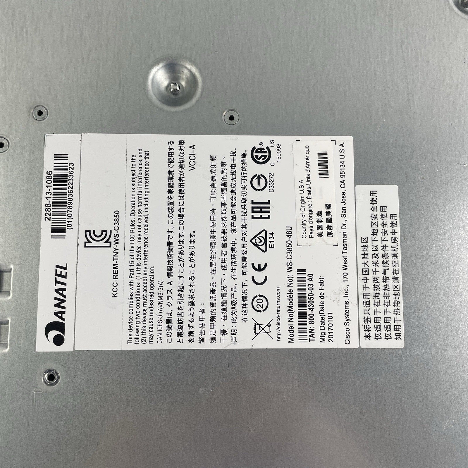 Cisco WS-C3850-48U-S V06 48-Port UPoE Switch  1x 1100W PSU Tested & Reset14