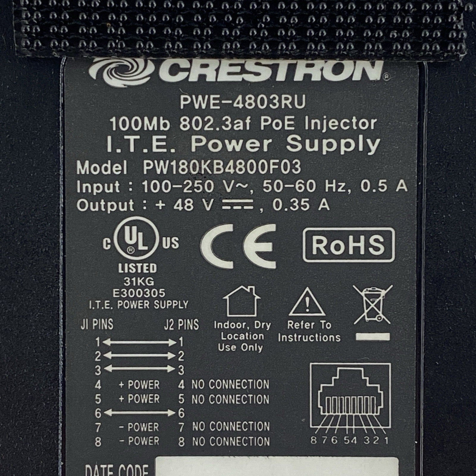 Crestron PW180KB4800F03 AC Adapter Ethernet Tested Lot of 66