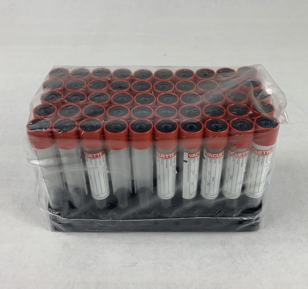 Vacuette 455092 9ml CAT Serum Clot Activator 13x100 50pcs Non-Ridged Tubes
