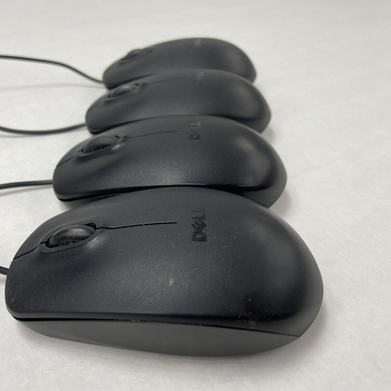 Dell MS111-L/MS111-L(B) USB Wired Optical Mouse Black with Scroll Wheel Lot of 4