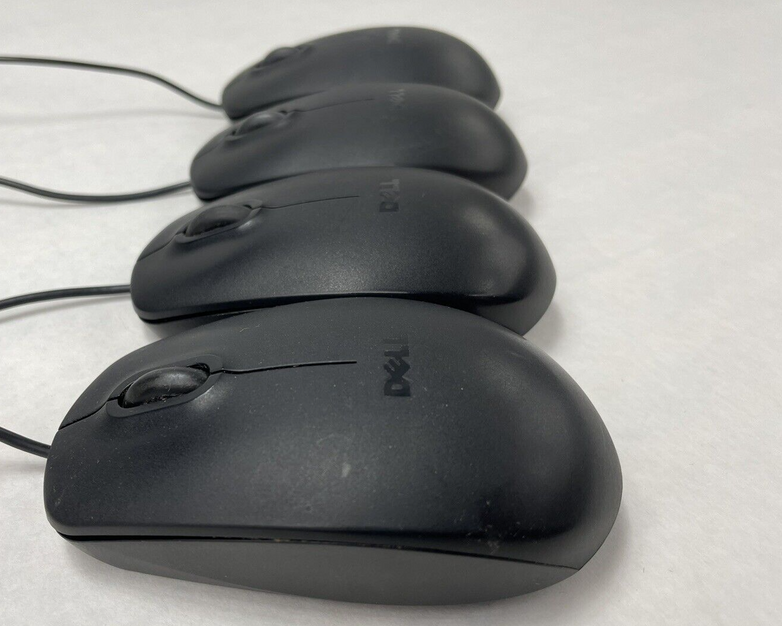 Dell MS111-L/MS111-L(B) USB Wired Optical Mouse Black with Scroll Wheel Lot of 4