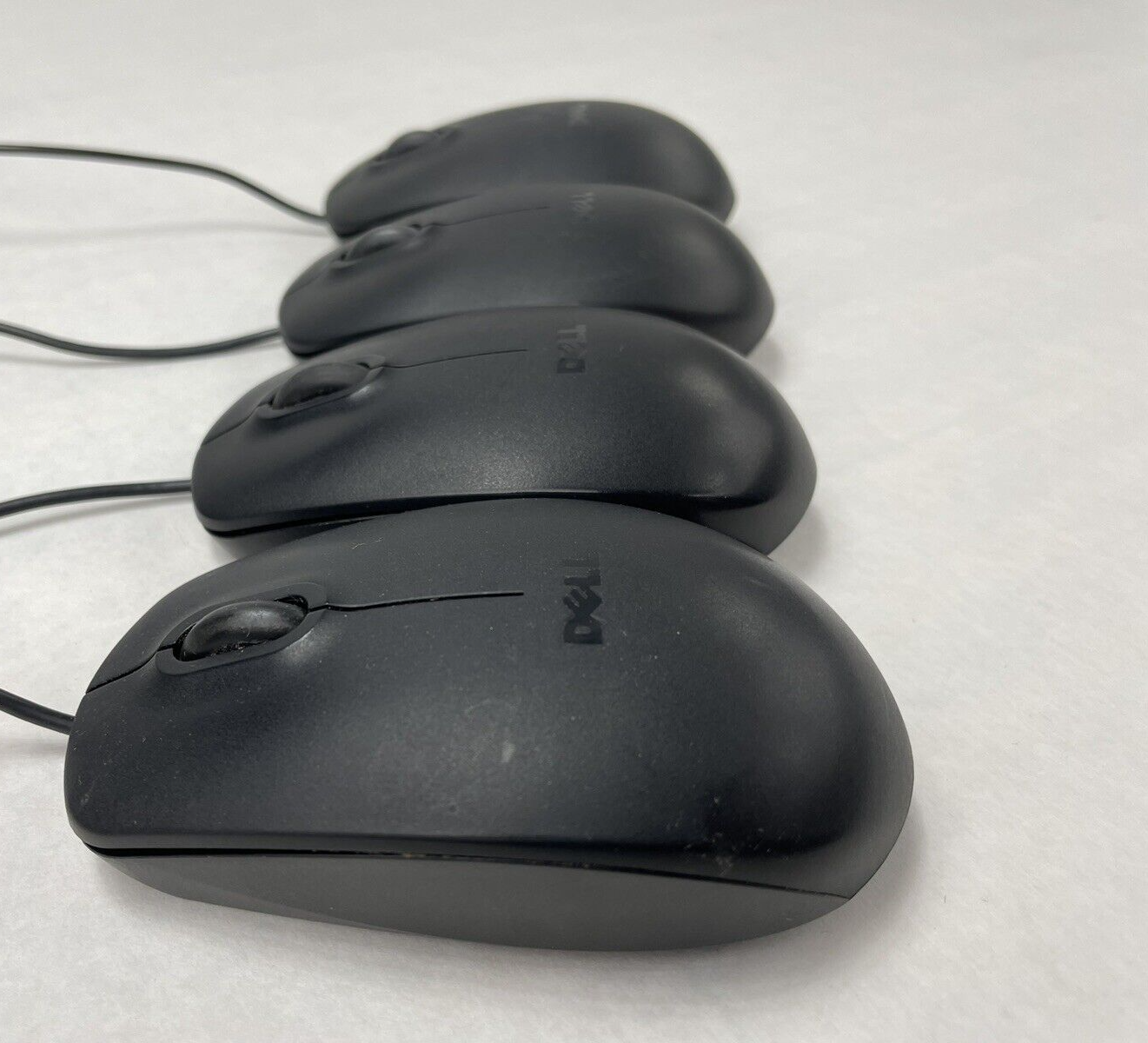 Dell MS111-L/MS111-L(B) USB Wired Optical Mouse Black with Scroll Wheel Lot of 4