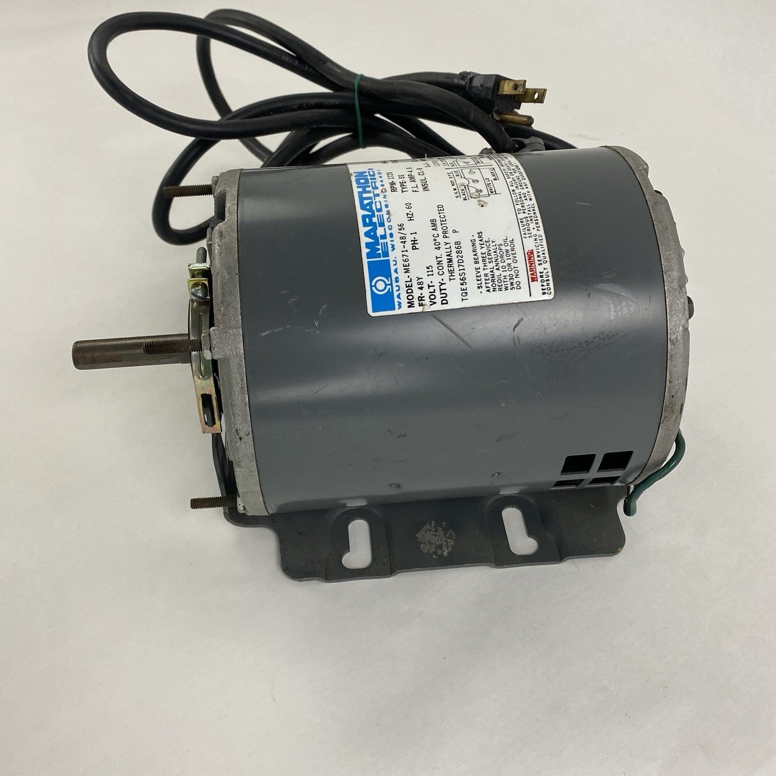 Marathon Electric ME671-48/56 115V 1725 Electric Motor Tested 5