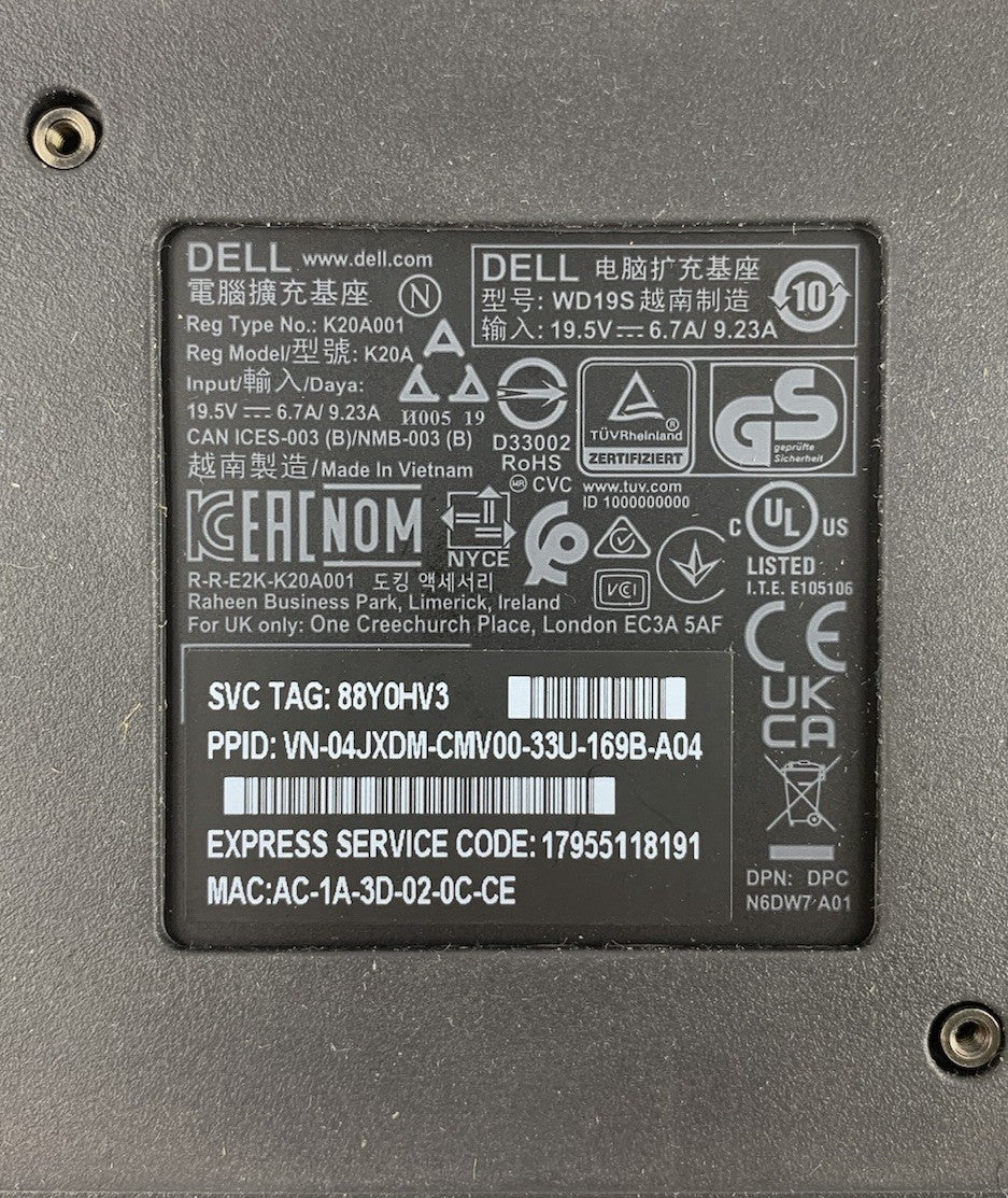 Dell WD19TB Thunderbolt USB-C Docking Station10